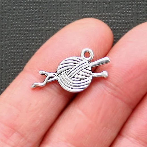 10 Knitting Antique Silver Tone Charms - SC566