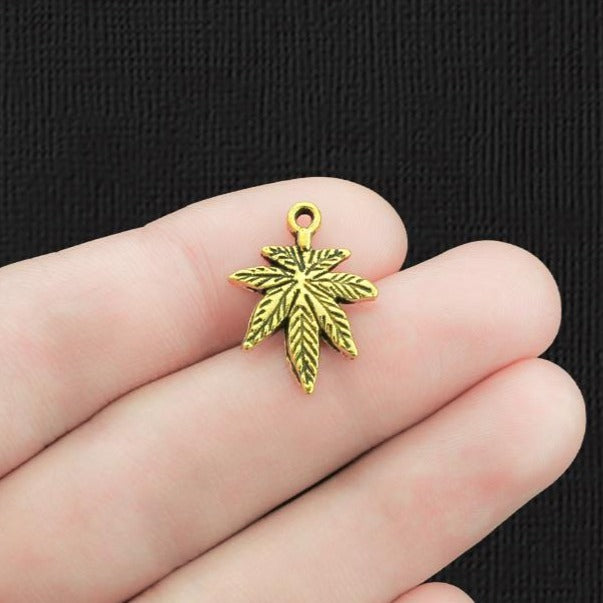 10 Leaf Antique Gold Tone Charms - GC213
