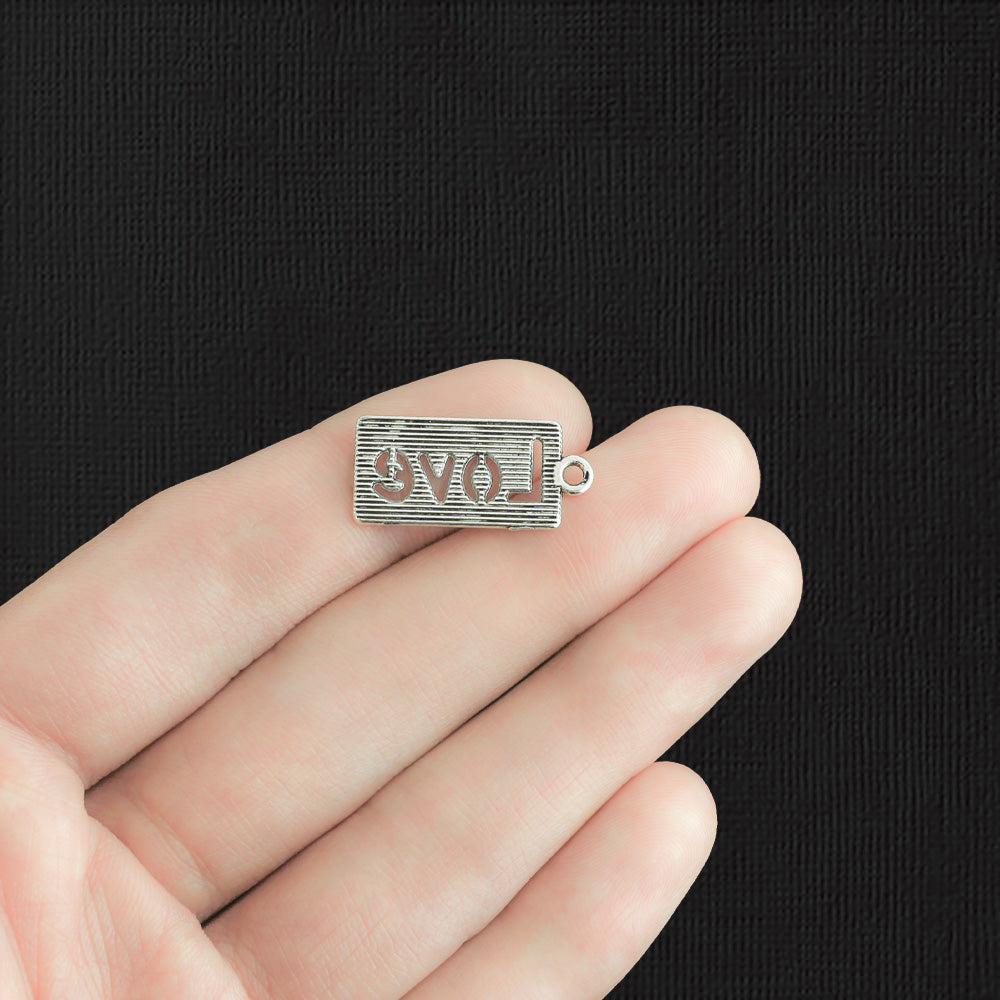 10 Love Antique Silver Tone Charms - SC4064
