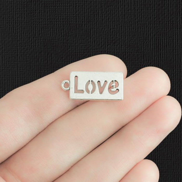 10 Love Antique Silver Tone Charms - SC4064
