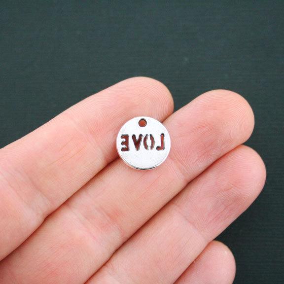 10 Love Antique Silver Tone Charms - SC4686