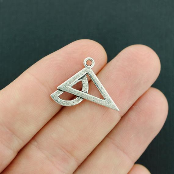 10 Math Antique Silver Tone Charms - SC7644
