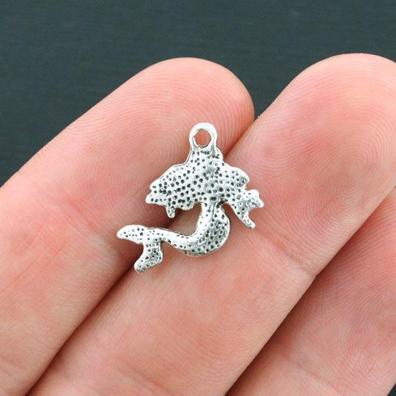 10 Mermaid Antique Silver Tone Charms - SC3960
