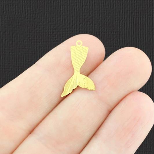 10 Mermaid Tail Gold Tone Charms - GC1451