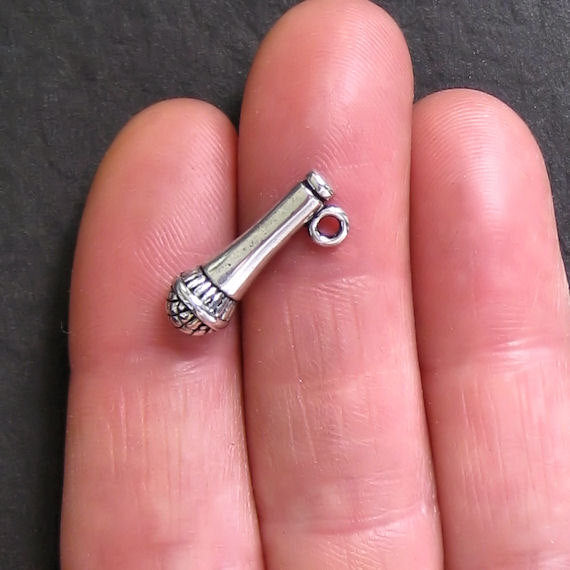 10 breloques ton argent antique de microphone 3D - SC338