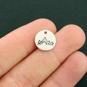 10 Mountain Antique Silver Tone Charms - SC6510