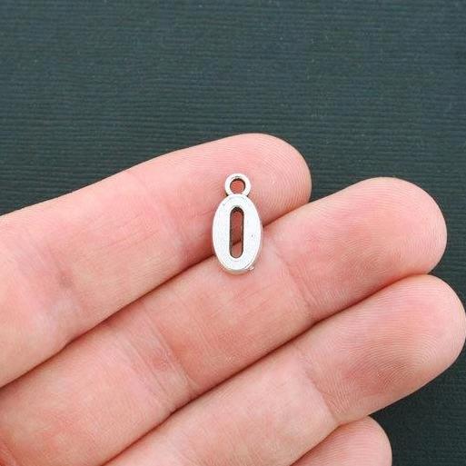 10 Number 0 Antique Silver Tone Charms - SC4422