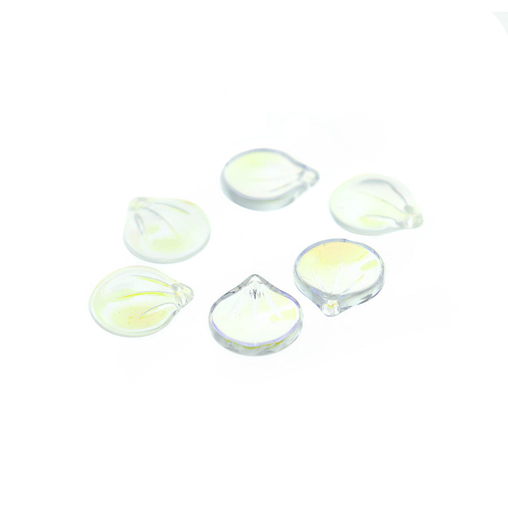 10 Opal Flower Petal Glass Charms - Z1268