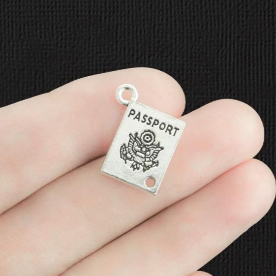 10 Passport Antique Silver Tone Charms - SC838