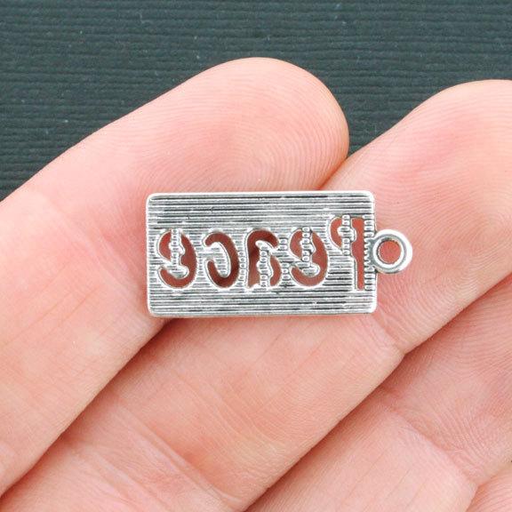 10 Peace Antique Silver Tone Charms - SC4062