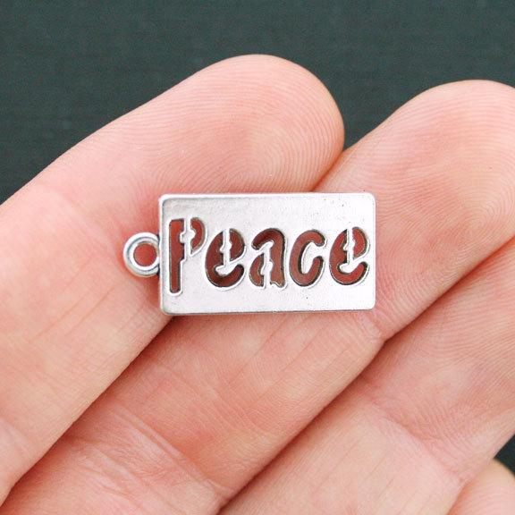 10 Peace Antique Silver Tone Charms - SC4062