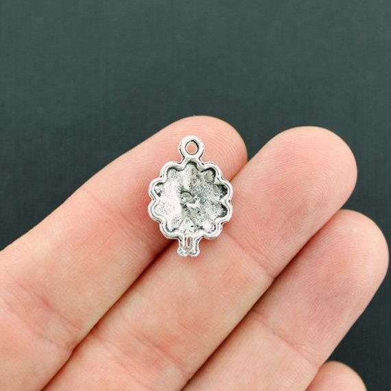 10 Peacock Antique Silver Tone Charms - SC373