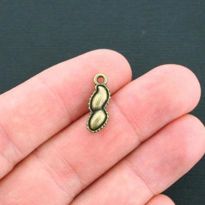 10 Peanut Antique Bronze Tone Charms 3D - BC1308