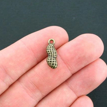 10 Peanut Antique Bronze Tone Charms 3D - BC1308