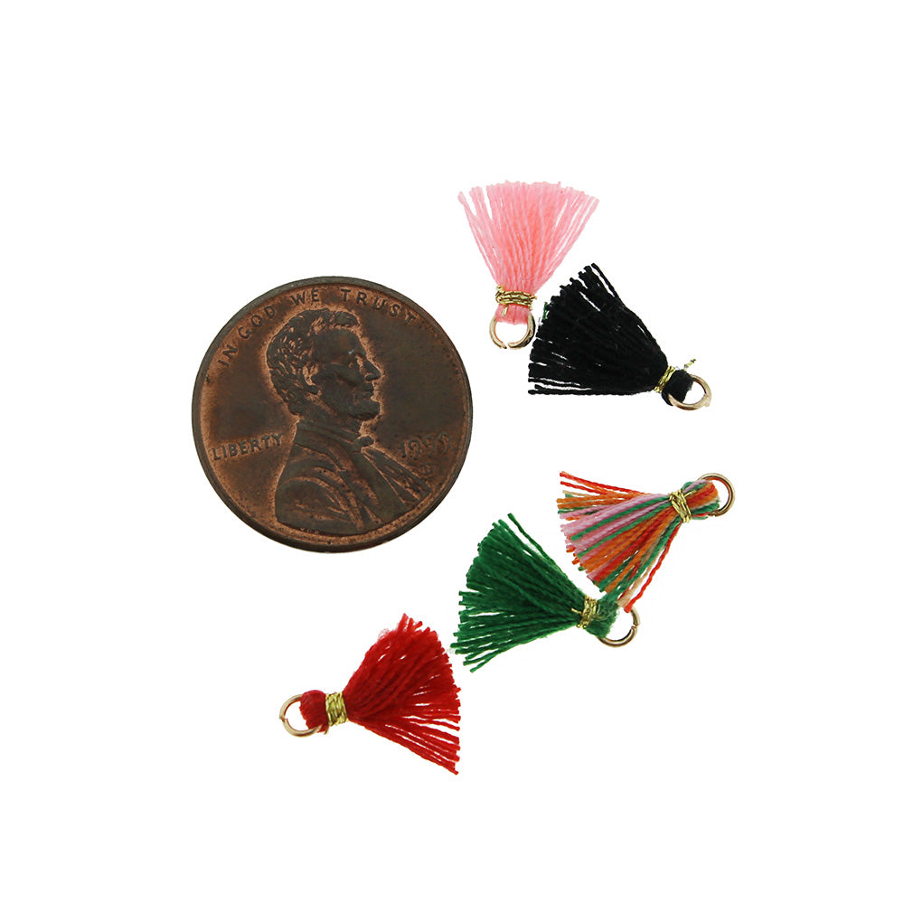 10 Polycotton Tassels with Jump Rings - Choose Your Color!