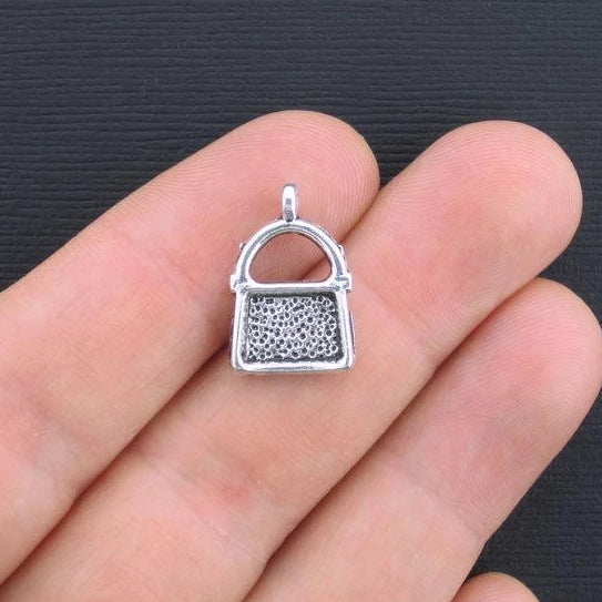 10 Purse Antique Silver Tone Charms - SC1608