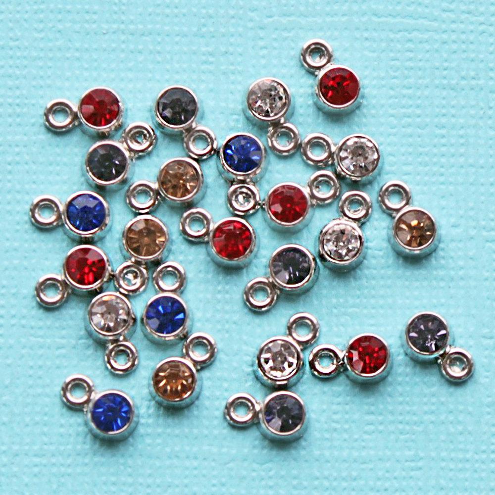 10 Rhinestone Antique Silver Tone Charms - SC5181