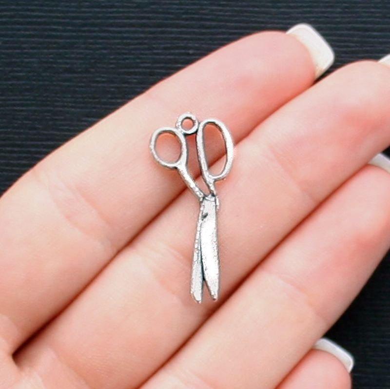 10 Scissor Antique Silver Tone Charms - SC2270