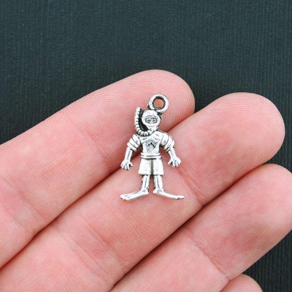 10 Scuba Diver Antique Silver Tone Charms - SC3434