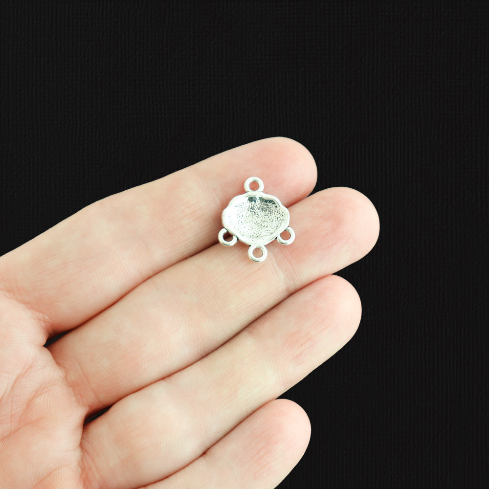 10 Seashell Chandelier Connector Antique Silver Tone Charms - SC2231