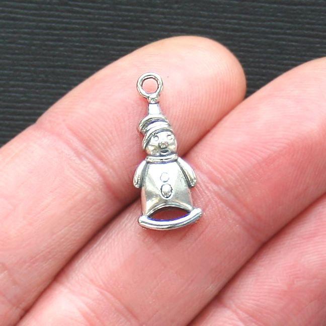 10 Snowman Antique Silver Tone Charms - SC2949