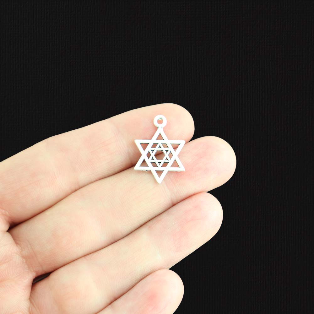 10 breloques de ton argent antique étoile de David - SC3464