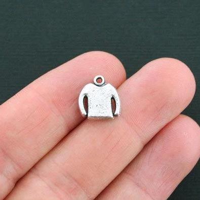 10 Sweater Antique Silver Tone Charms 2 Sided - SC2937