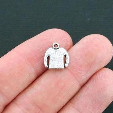 10 Sweater Antique Silver Tone Charms 2 Sided - SC2937
