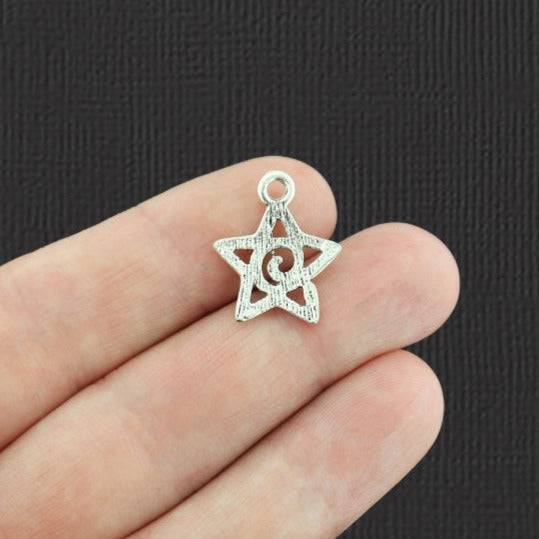 10 breloques de ton argent antique tourbillon étoile - SC1026