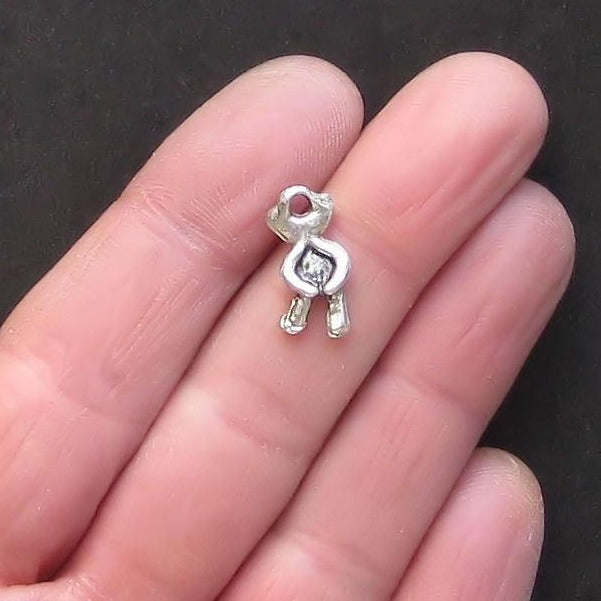 10 Teddy Bear Antique Silver Tone Charms 2 Sided - SC1071