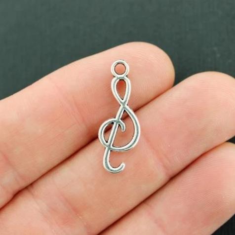 10 breloques de ton argent antique clé de sol - SC7995