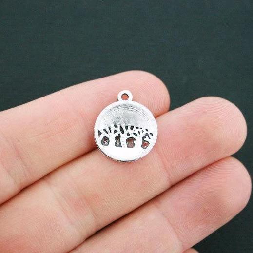 10 Tree Antique Silver Tone Charms - SC4216