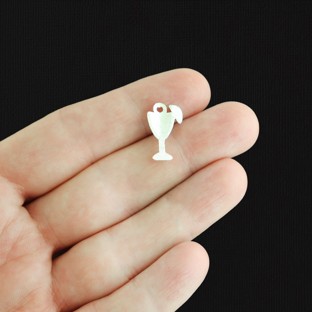 10 Tropical Drink Antique Silver Tone Charms - SC2390