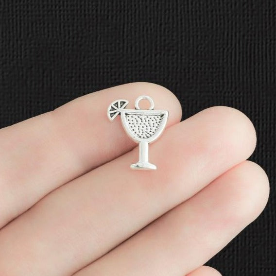 10 Tropical Drink Antique Silver Tone Charms - SC515