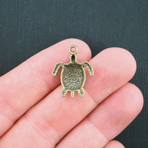 10 Turtle Antique Bronze Tone Charms - BC998