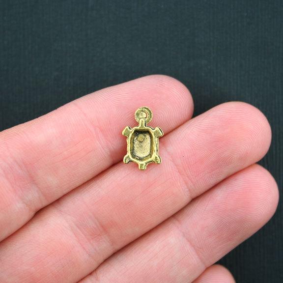 10 Turtle Antique Gold Tone Charms - GC288