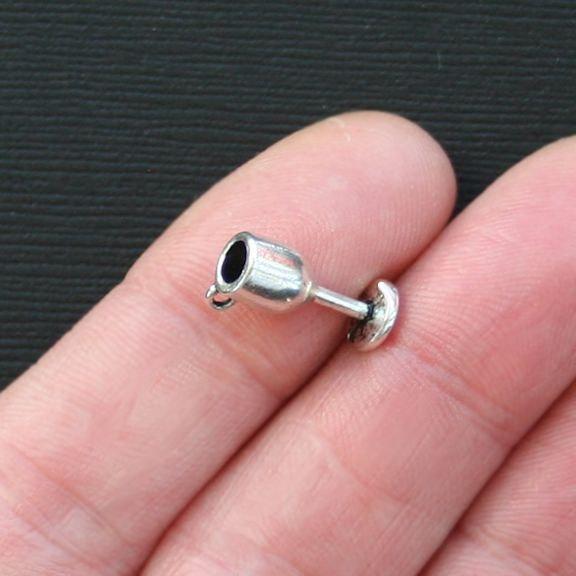 10 breloques ton argent antique verre à vin 3D - SC2774