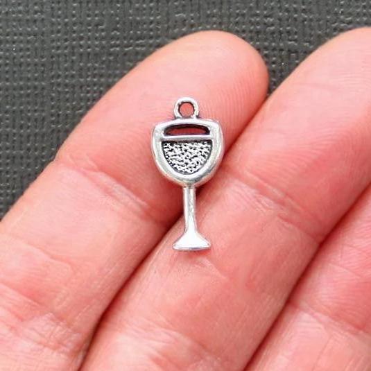 10 breloques de ton argent antique verre à vin - SC568