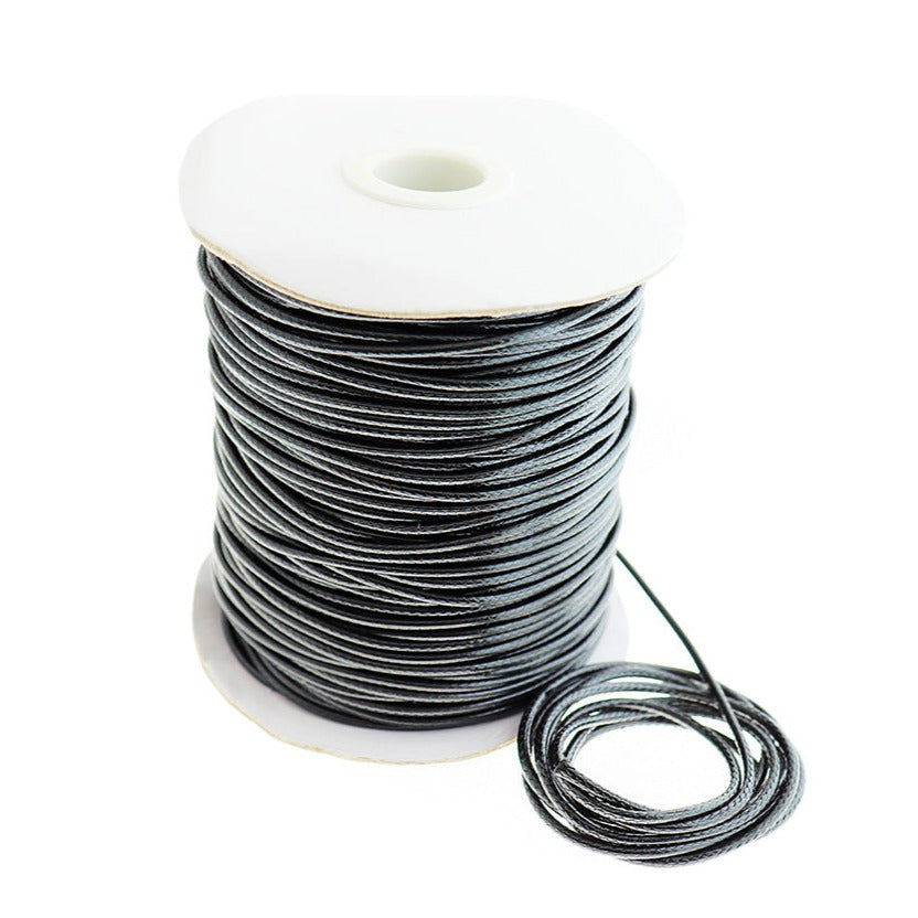 10 Yards Waxed Cord Black 1mm High Quality - WC11