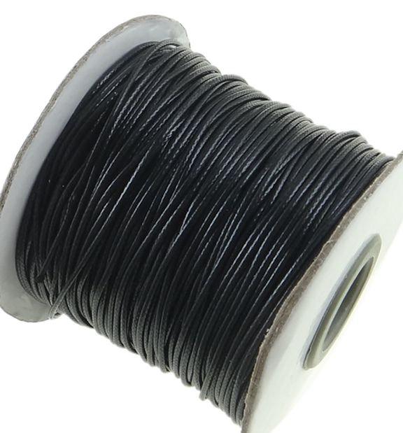 10 Yards Waxed Cord Midnight Black 1mm High Quality - WC01