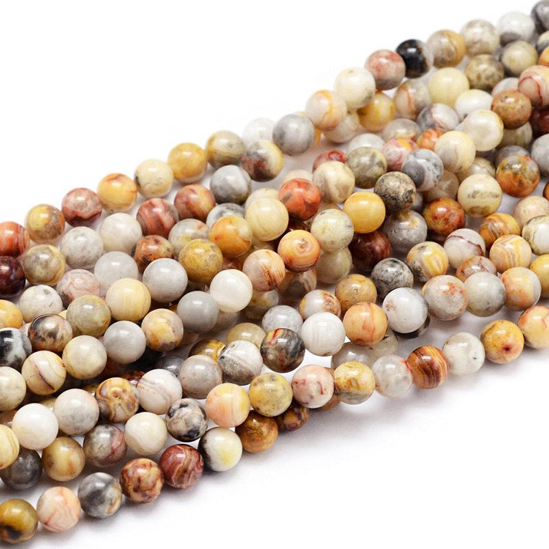 Perles rondes en agate naturelle 10 mm - Tons de terre de granit - 10 perles - BD605
