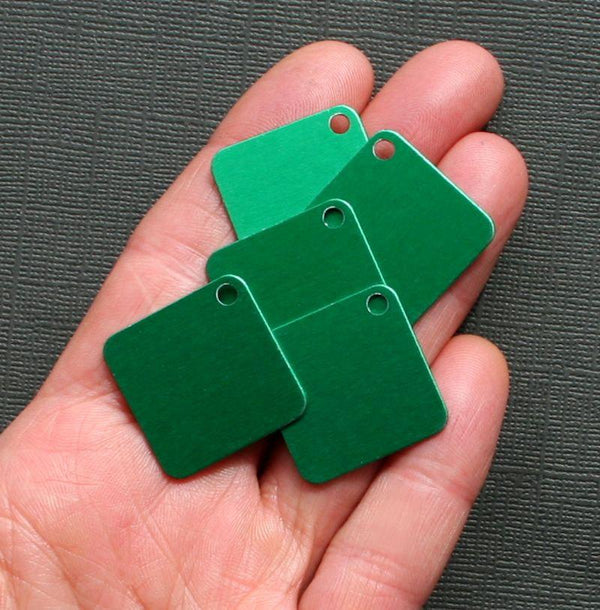 Square Stamping Blanks - Green Anodized Aluminum - 1" - 10 Tags - MT033