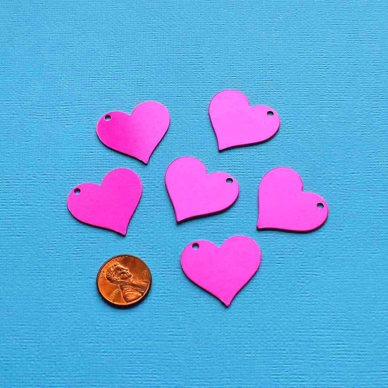 Heart Stamping Blanks - Pink Anodized Aluminum - 25mm x 27mm - 10 Tags - MT383