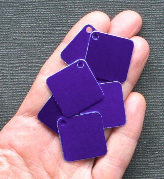 Ébauches d'estampage carrées - Aluminium anodisé violet - 1" - 10 étiquettes - MT039