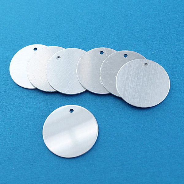 Circle Stamping Blanks - Silver Tone Aluminum - 1" - 10 Tags - MT076