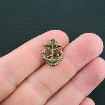 SALE 10 Anchor Antique Bronze Tone Charms 2 Sided - BC1354