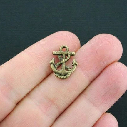 SALE 10 Anchor Antique Bronze Tone Charms 2 Sided - BC1354