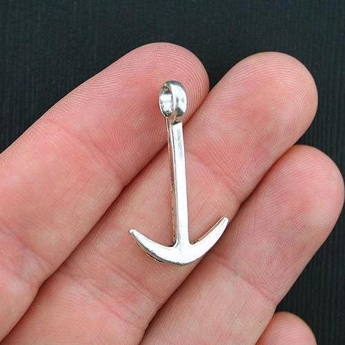 10 Anchor Antique Silver Tone Charms 2 Sided - SC3486