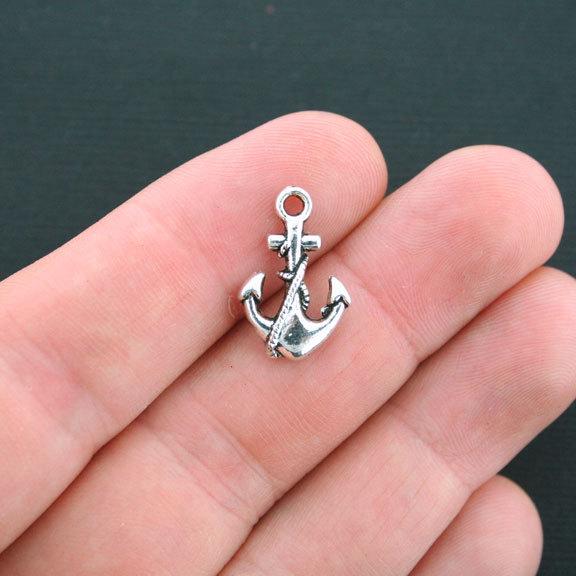 10 Anchor Antique Silver Tone Charms - SC4176