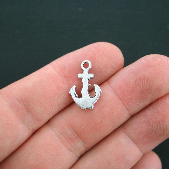 10 Anchor Antique Silver Tone Charms - SC4176